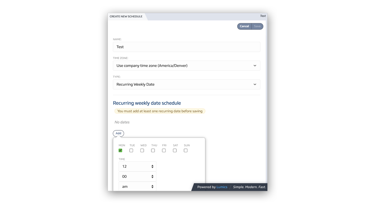 Easily Create Automated Maintenance Schedules setup dashboard screenshot