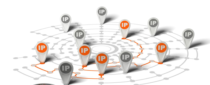 An illustration showing a map of various ip addresses spread out over a network.