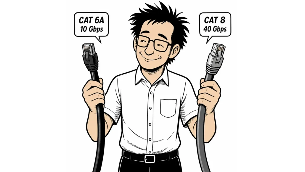 Ned holds 2 different cables